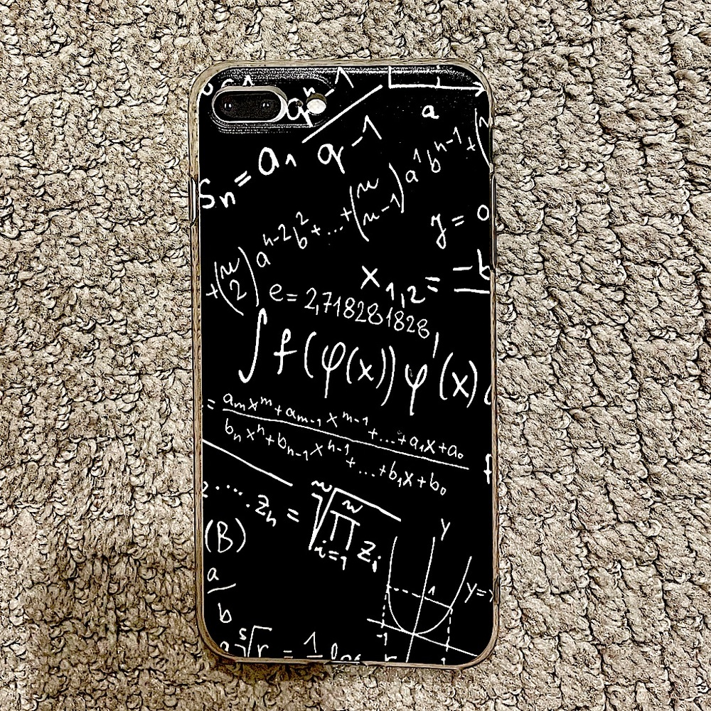 Black/white Math iPhone 8 Plus Case, EUC like new